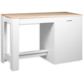 kuecheninsel kochinsel weiss matt sonoma eiche 138 x 91 x 56 cm hoehe breite tiefe freistehende kochinsel mit 2 tueren einlegeboden silberner griff mit viel stauraum aufbewahrung fuer kueche modernes design