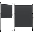 bellemax senkrechtmarkise balkon aussen ohne bohren dunkelgrau 200x310cm vertikalmarkise klemmmarkise mit kurbel markise fuer terrasse sichtschutz sonnenschutz wetterfest