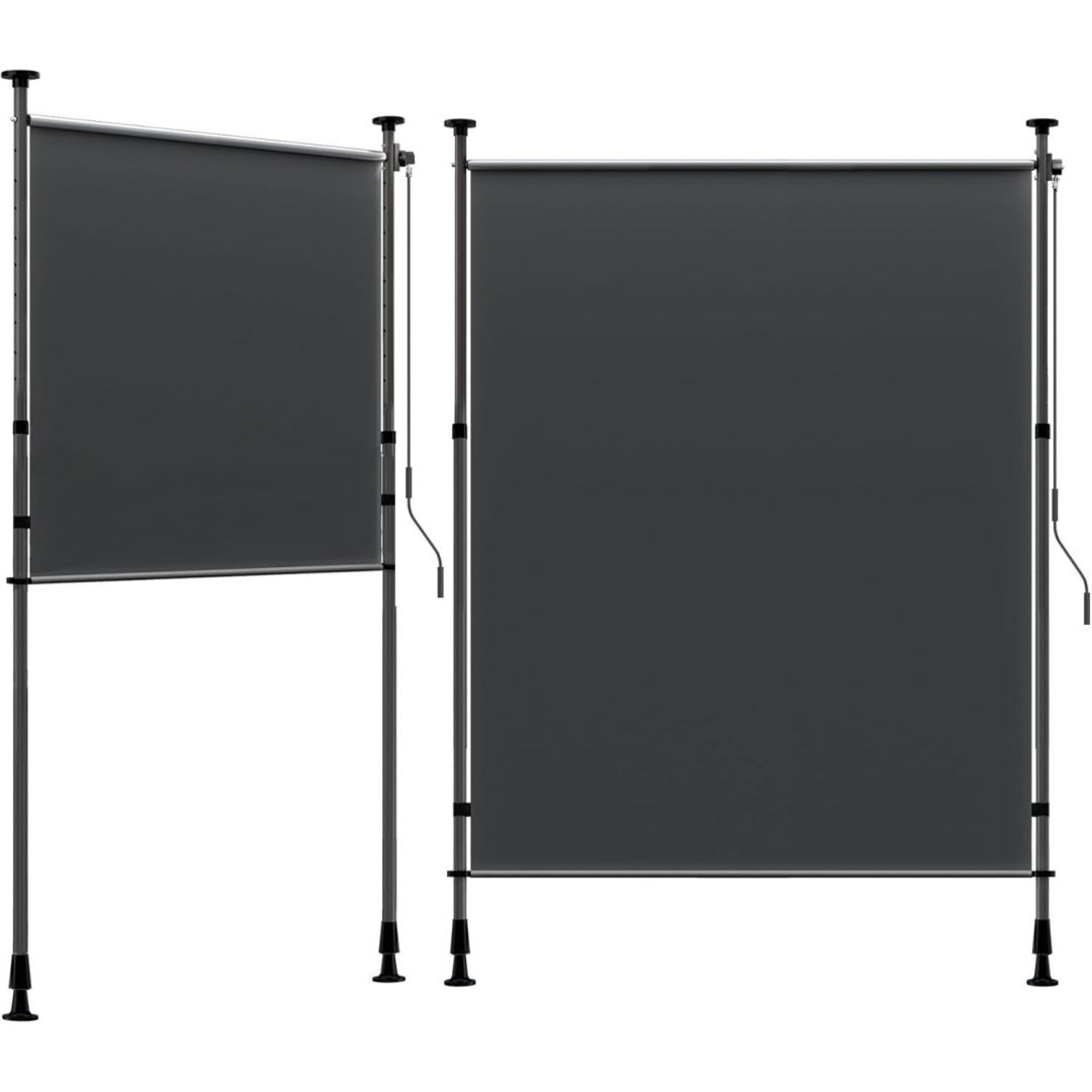 bellemax senkrechtmarkise balkon aussen ohne bohren dunkelgrau 200x310cm vertikalmarkise klemmmarkise mit kurbel markise fuer terrasse sichtschutz sonnenschutz wetterfest