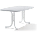 153w boulevard-klapptisch mit mecalit-pro-platte 150 x 90 cm stahlrohrgestell weiss tischplatte marmordekor weiss