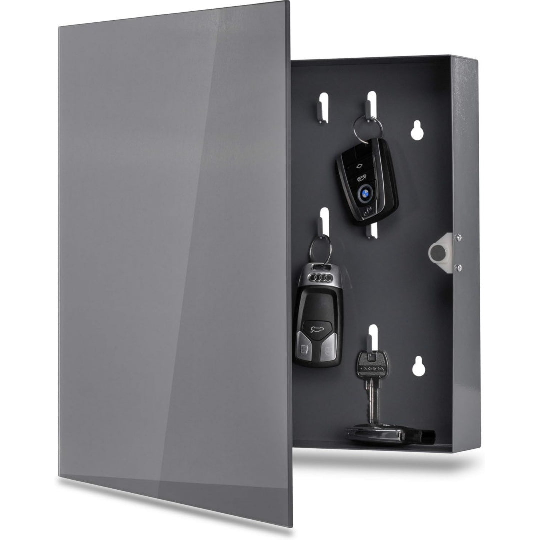 bonsport schluesselkasten mit glas magnettafel 33x33x68cm anthrazit memoboard inkl 6 magnete - ideal fuer flur eingangsbereich buero