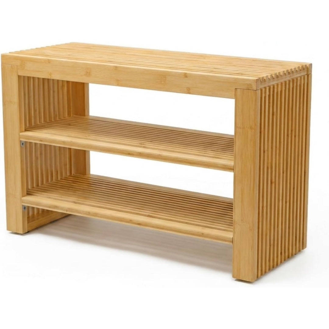 adabor schuhregal aus bambus holz mit sitzbank 3 ebenen schuhschrank schuhbank fuer flur diele schuhstaender schuhorganizer hoehenverstellbar rutschfest 75cm schuhregal