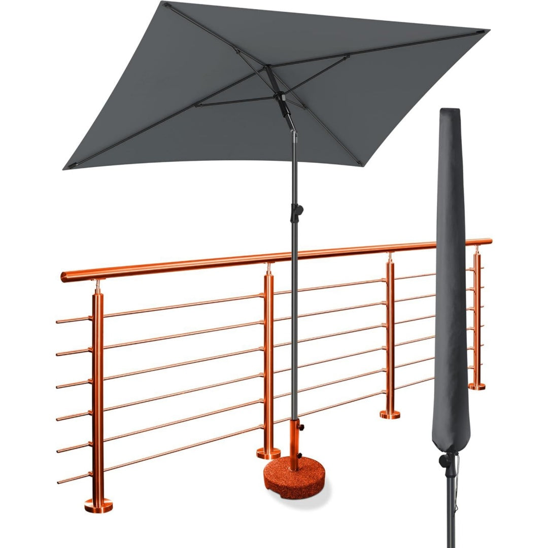 4smile sonnenschirm balkon 200 125 cm anthrazit balkonschirm rechteckig mit ultraviolett 50 sonnenschutz balkon platzsparend hoehenverstellbar und knickbar fuer balkon