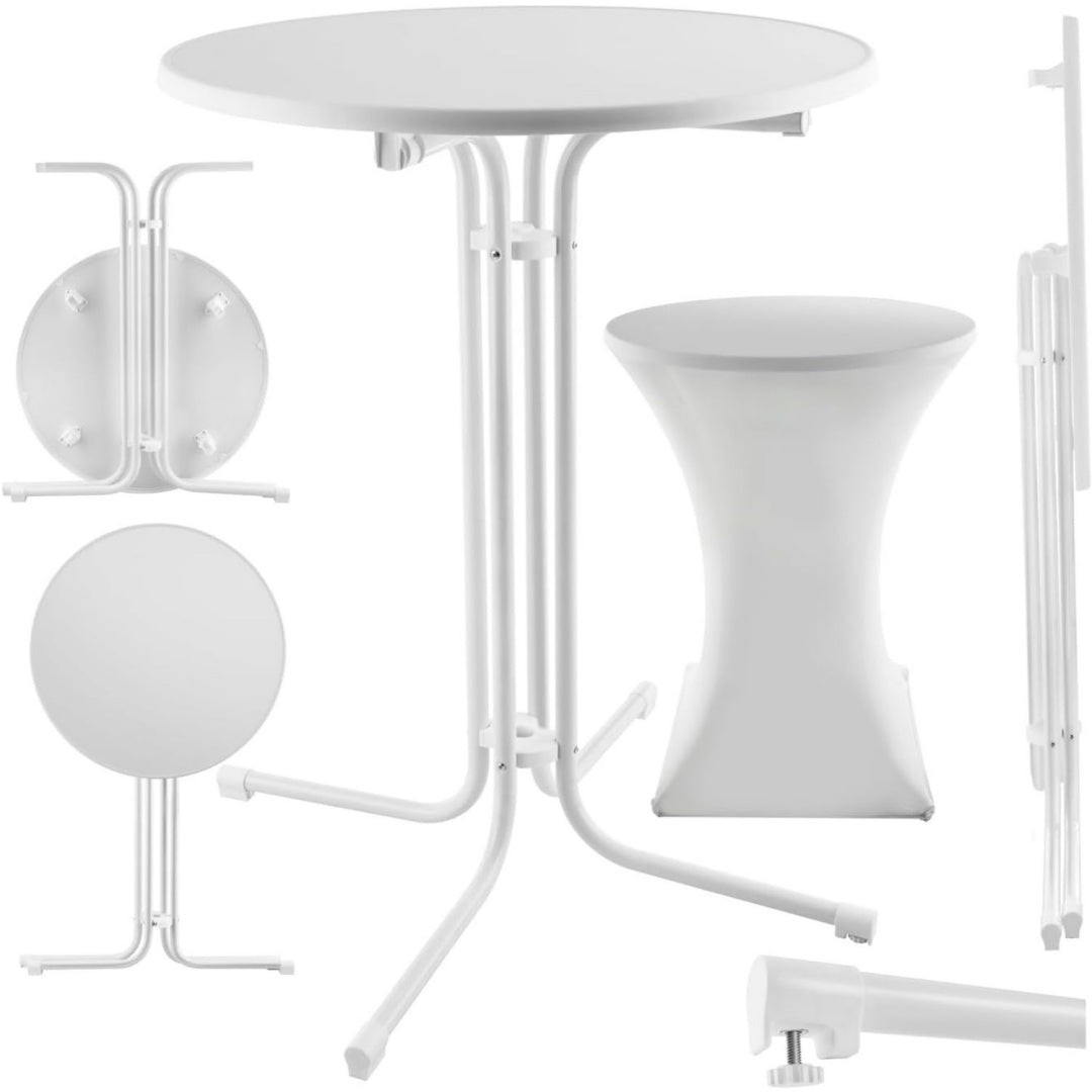 runder klapptisch mit husse 90 110 cm weiss