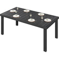 gartentisch 140x90cm terrassentisch mit wpc-holztischplatte und aluminiumrahmen wetterfest quadratischer outdoor-terrassentisch mit e-beschichtung outdoor-esstisch fuer garten schwarz